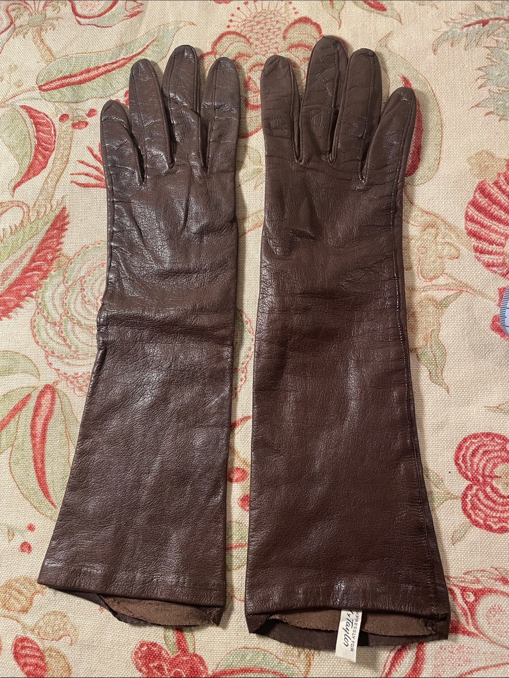 Lord & Taylor Long Brown Leather Gloves Vintage from 50-60’s